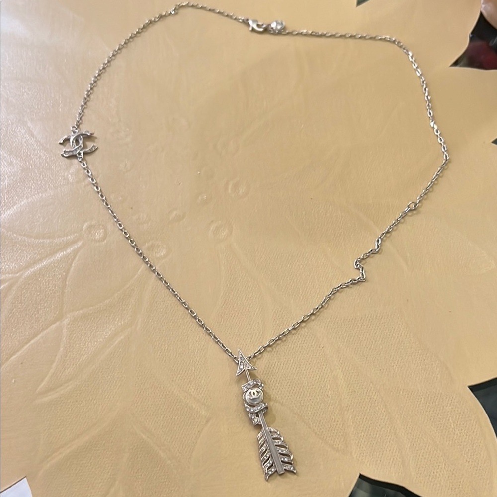Silver Arrow and Feather Necklace